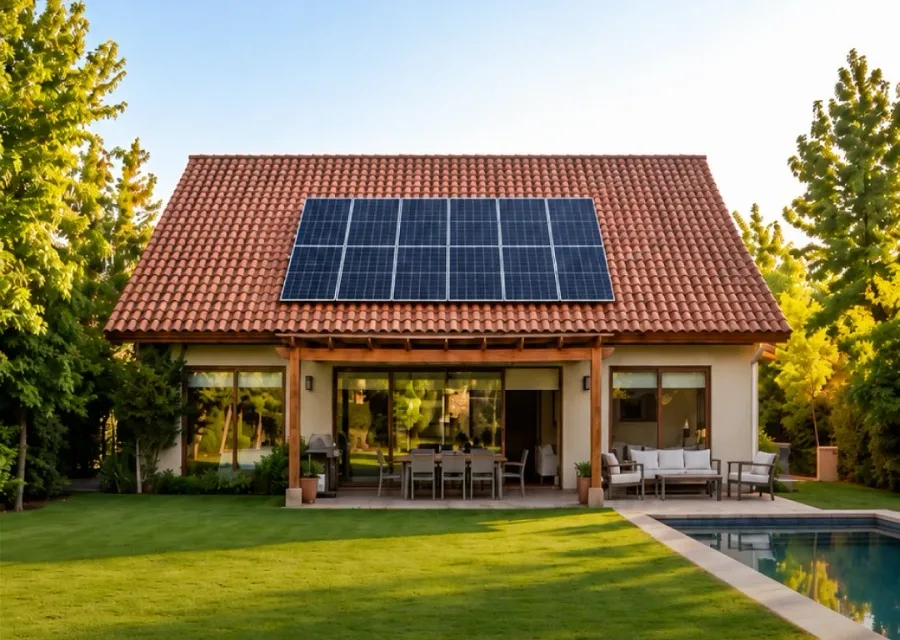 Casa con paneles solares instalados por Enerlife